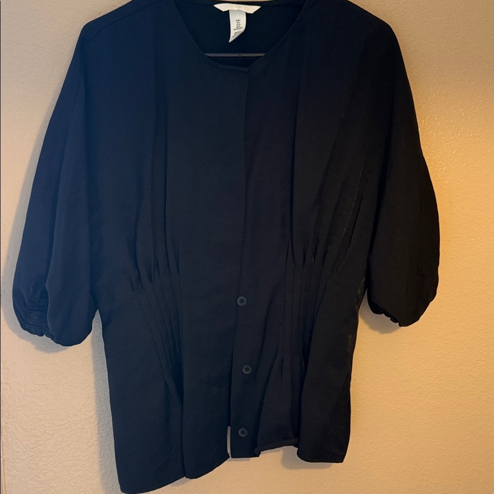 H&M Black Button-Up Blouse